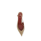 Beige Calf Leather Bos Taurus Mid Heel Pumps