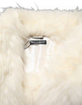 White Faux Fur Long Sleeves Coat Jacket