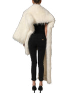 White Faux Fur Long Sleeves Coat Jacket