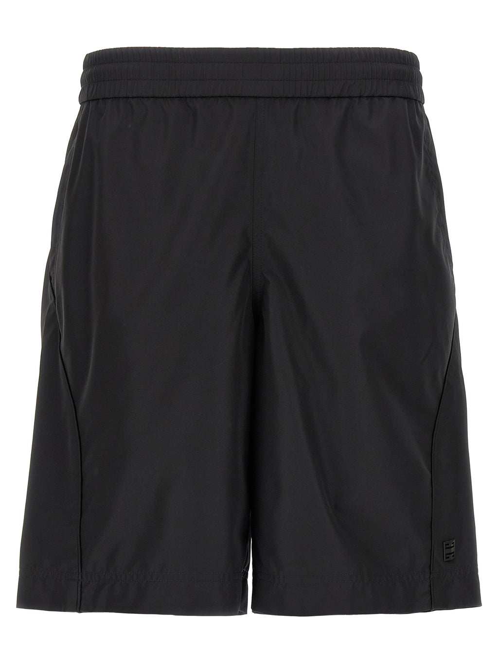 Black Polyester Bermuda Shorts