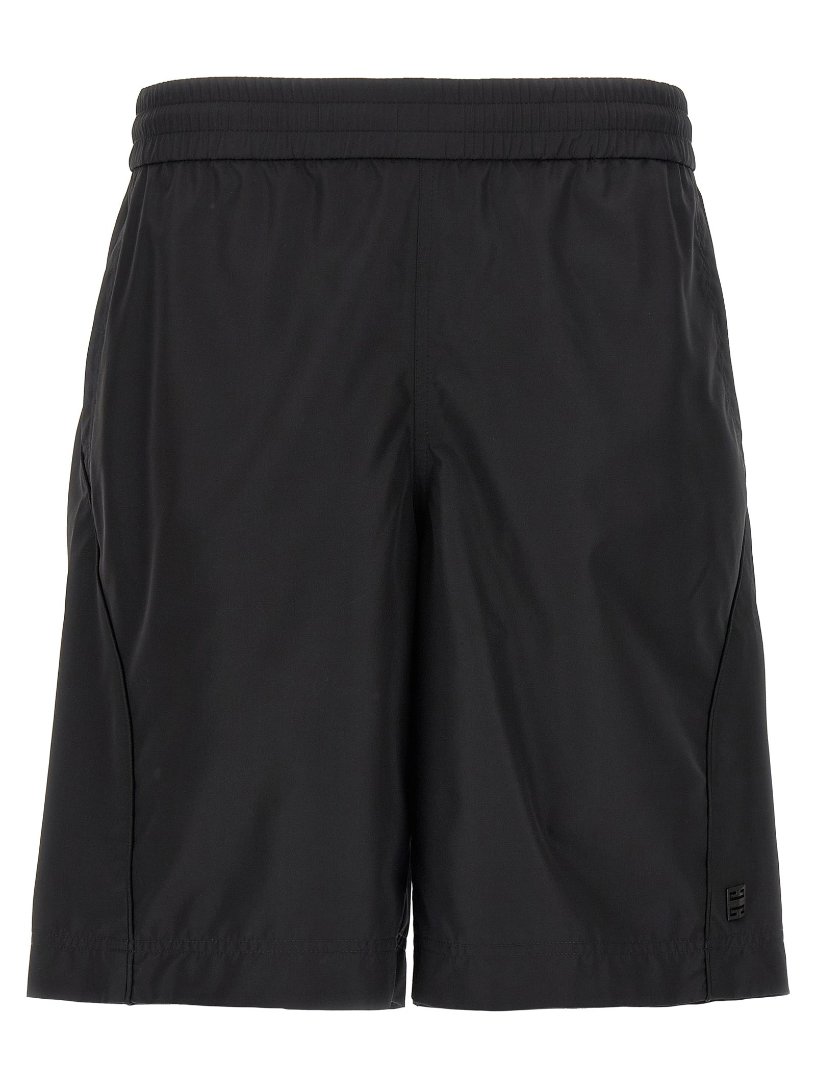 Black Polyester Bermuda Shorts