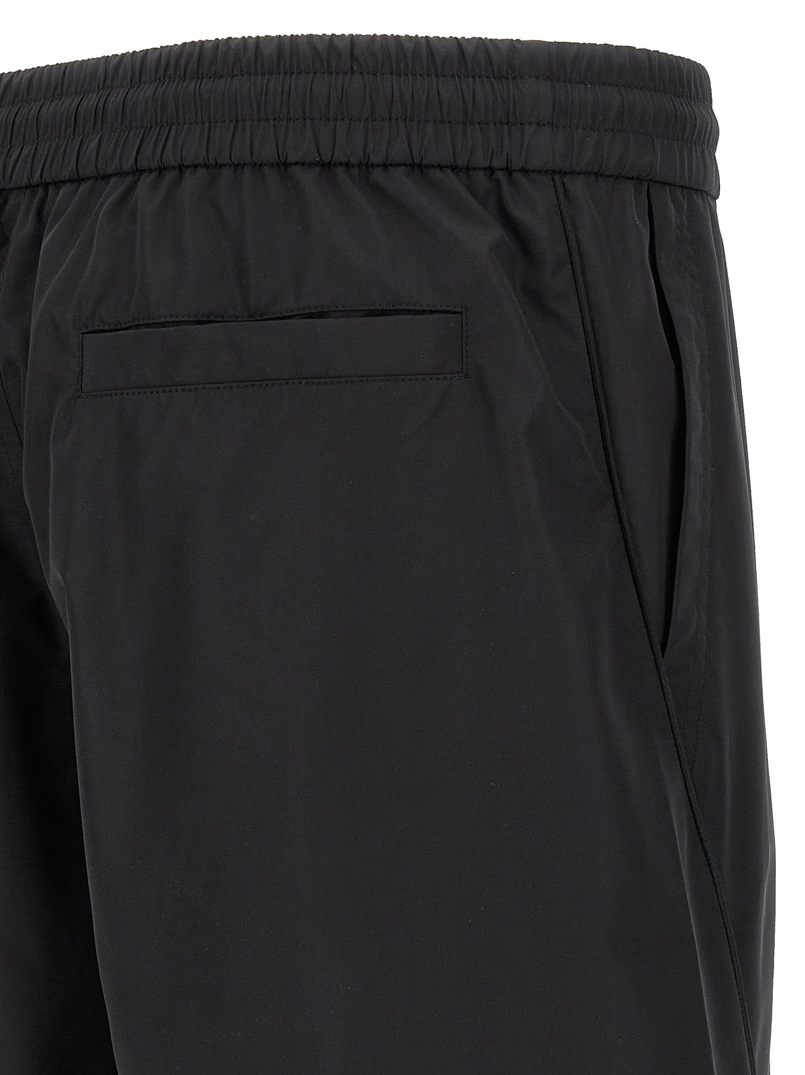 Black Polyester Bermuda Shorts