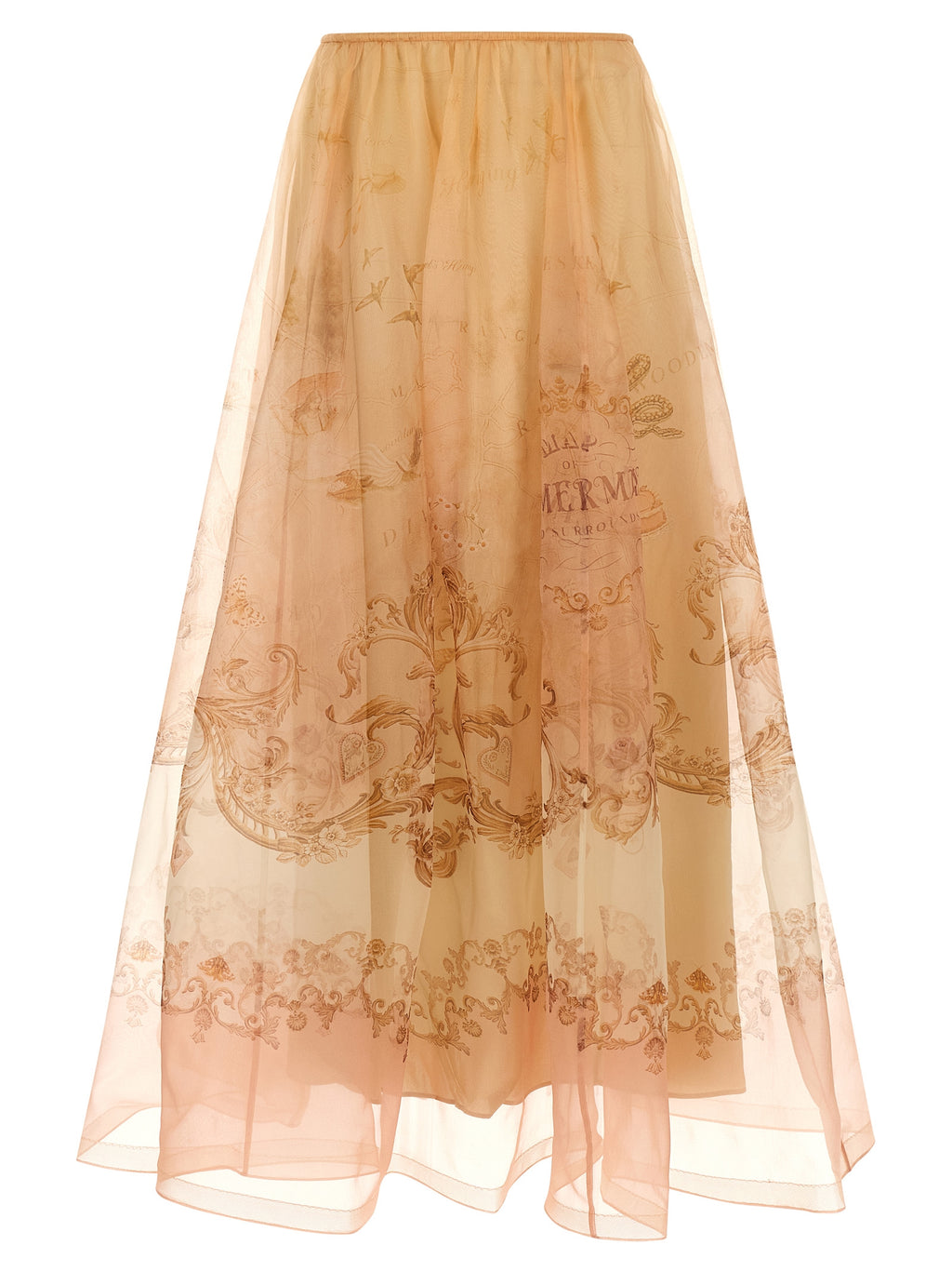 Beige Silk Mini Skirt
