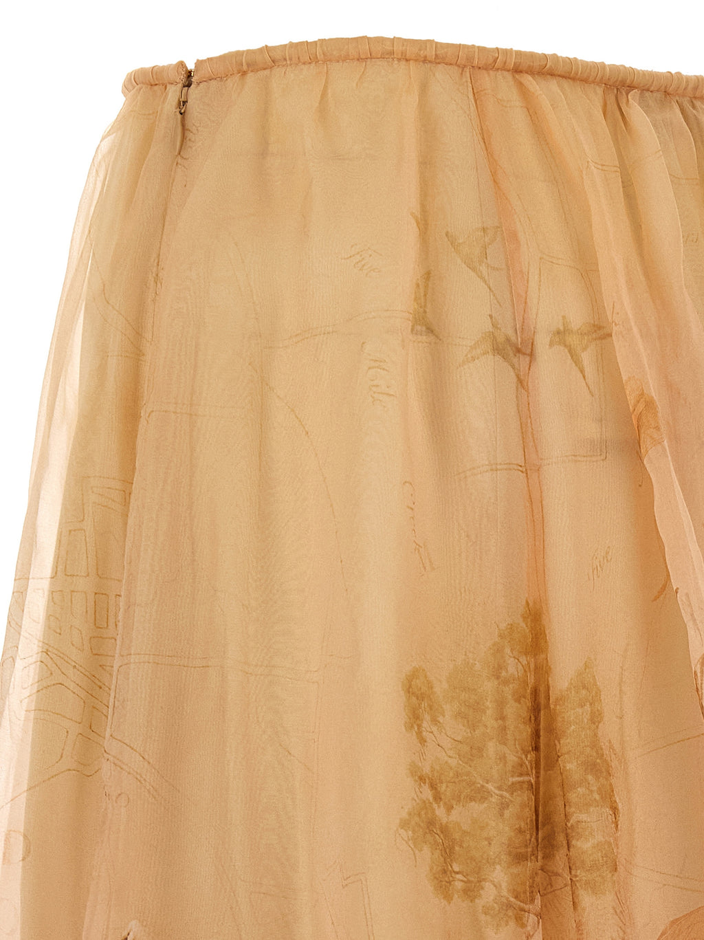 Beige Silk Mini Skirt