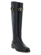 Black Calfskin Over The Knee