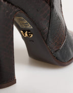 Brown Exotic Leather Knee High Boots Shoes