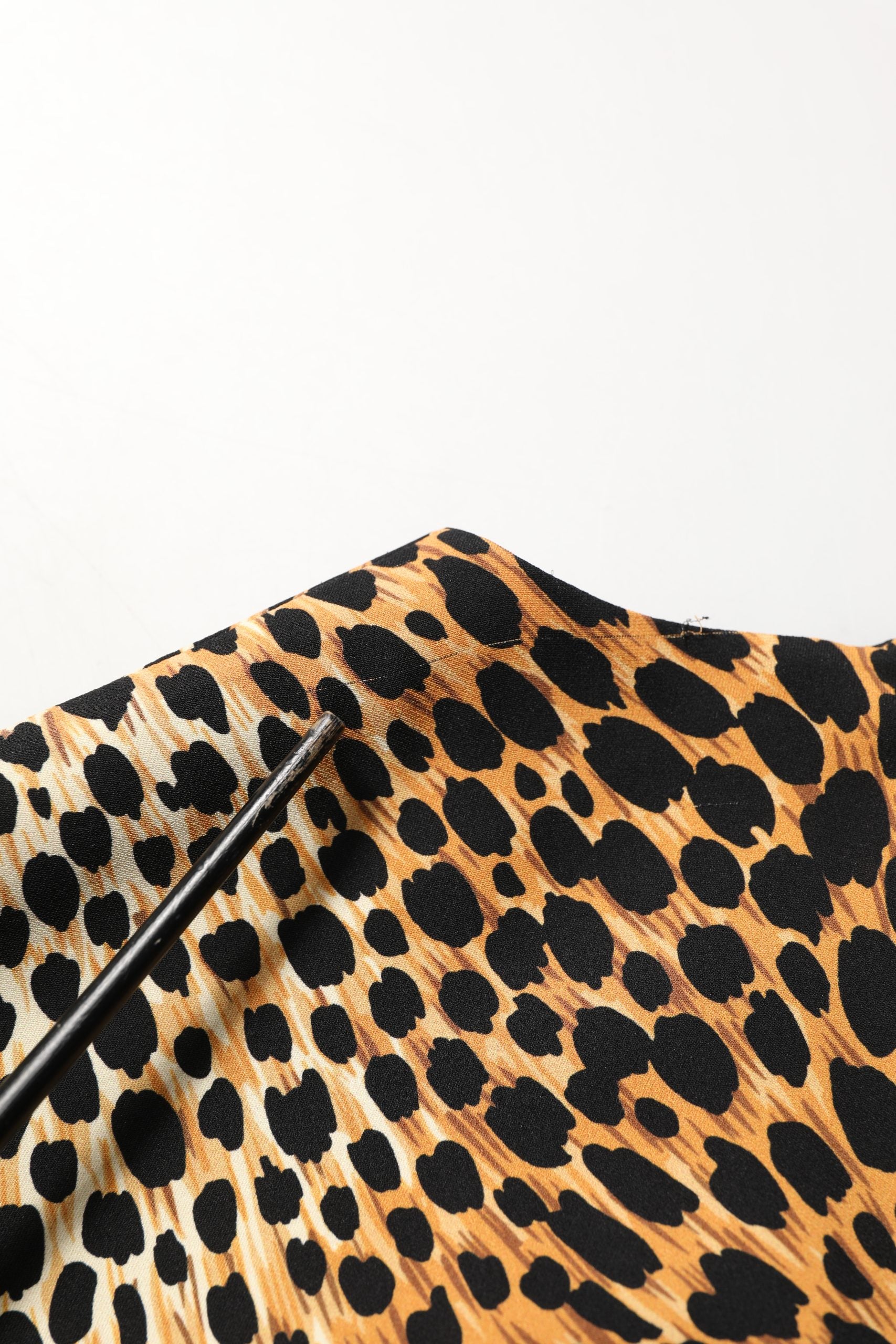 Brown Leopard Print Silk Sheath Midi Dress
