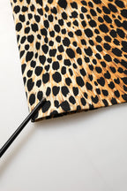 Brown Leopard Print Silk Sheath Midi Dress