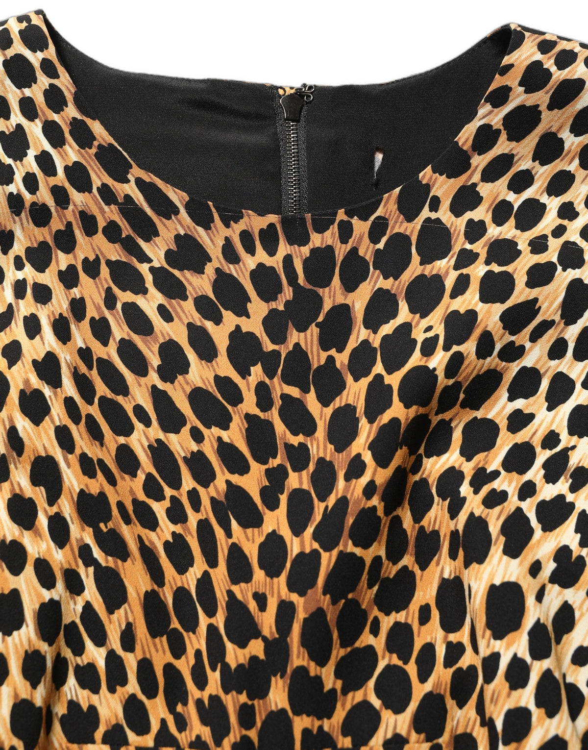 Brown Leopard Print Silk Sheath Midi Dress