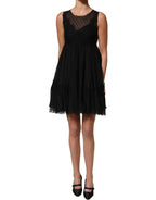 Black Lace Trim Sleeveless A-line Mini Dress