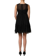 Black Lace Trim Sleeveless A-line Mini Dress