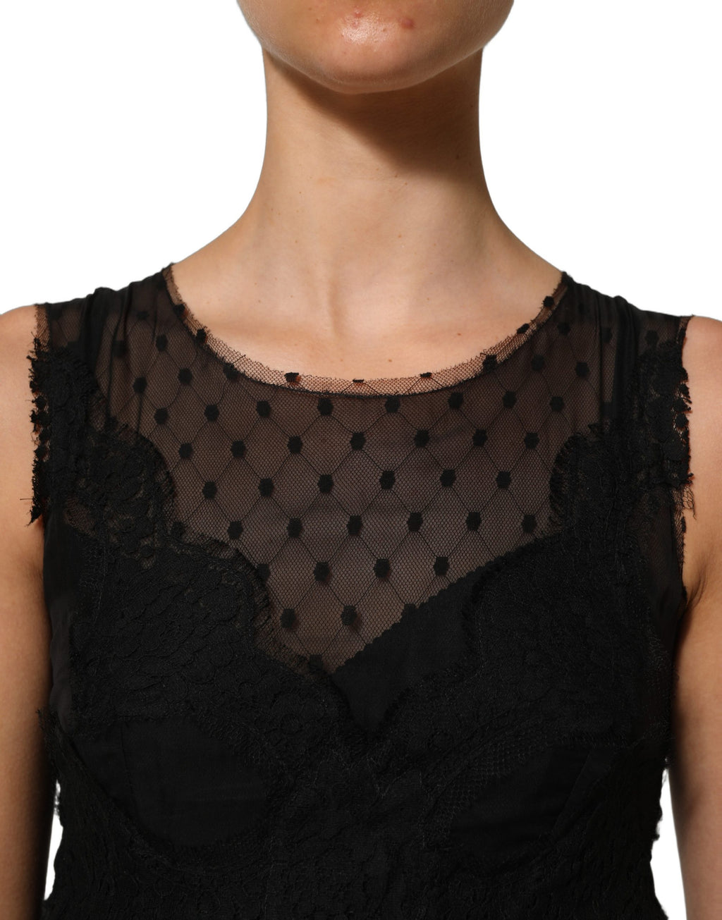 Black Lace Trim Sleeveless A-line Mini Dress