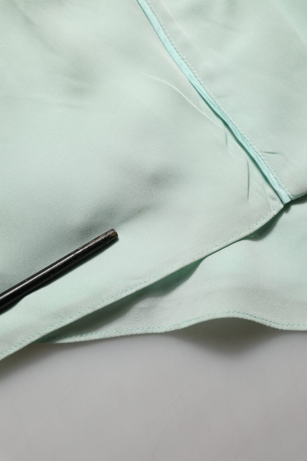 Mint Green Silk Lace Trim Abaya Maxi Dress