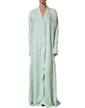 Mint Green Silk Lace Trim Abaya Maxi Dress