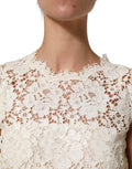White Cotton Corded Lace Sleeveless Midi Dress