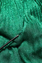 Metallic Green Sleeveless Plissé Gown Dress