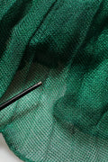 Metallic Green Sleeveless Plissé Gown Dress
