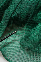 Metallic Green Sleeveless Plissé Gown Dress