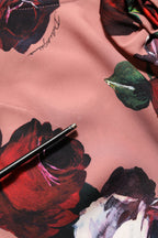 Dusty Pink Silk Floral OneShoulder Maxi Dress