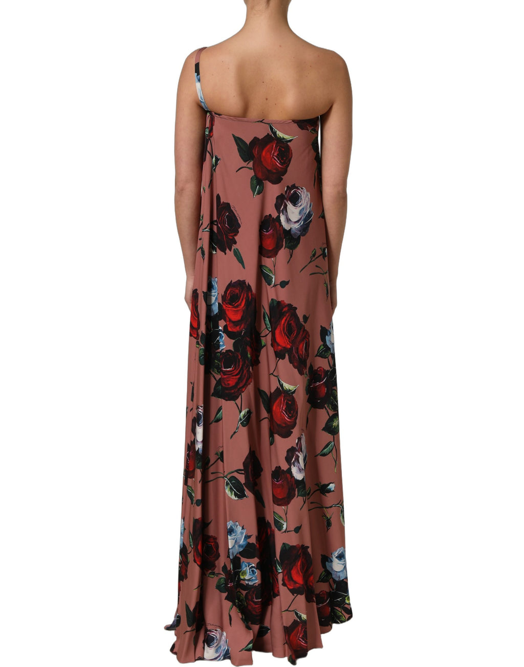 Dusty Pink Silk Floral OneShoulder Maxi Dress