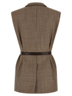 Beige Virgin Wool Sleeveless Jacket