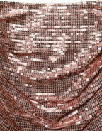 Rose Gold Sequin High Waist Ruched Maxi Skirt