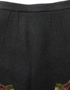 Black Floral Macramé High Waist A-line Skirt