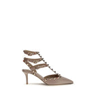 Beige Calf Leather Bos Taurus Mid Heel Pumps