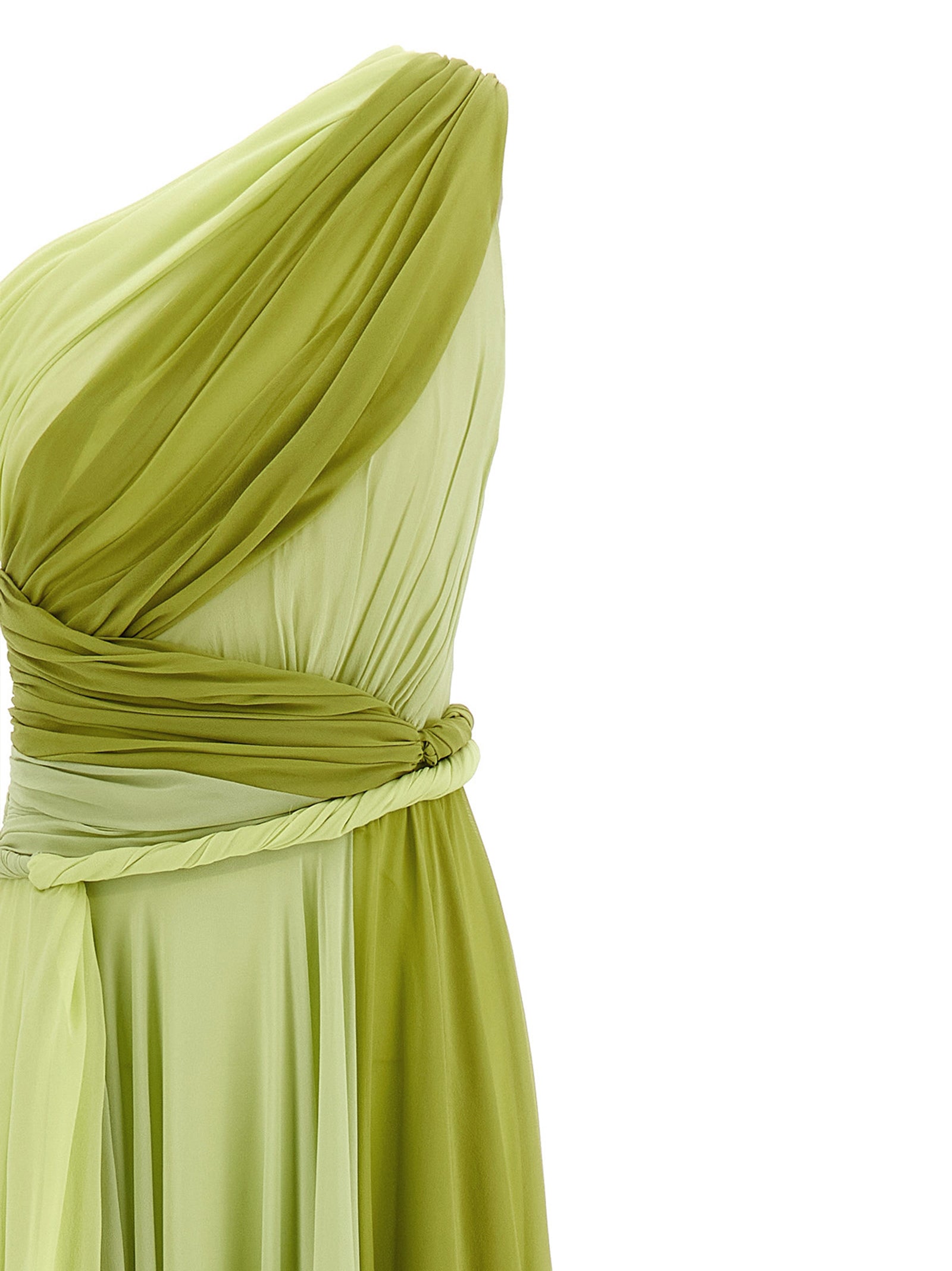Bicolor Silk Long Dress