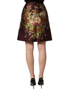 Burgundy Floral HighWaist A-line Mini Skirt
