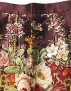 Burgundy Floral HighWaist A-line Mini Skirt