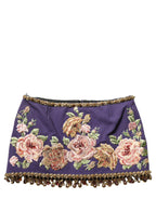 Purple Floral Embellsihed MidWaist Mini Skirt