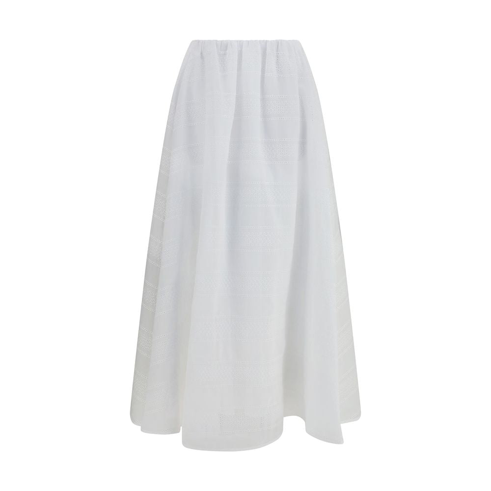White Cotton Long Skirt