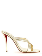 Gold Lambskin Stiletto Heel Sandals