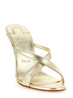 Gold Lambskin Stiletto Heel Sandals