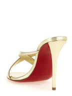 Gold Lambskin Stiletto Heel Sandals