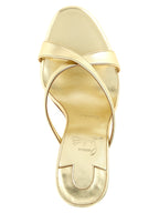 Gold Lambskin Stiletto Heel Sandals