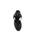Black Calf Leather Bos Taurus Platform Sandals