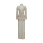 Beige Polyamide Long Dress