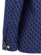 Blue Cotton Biker Jacket