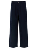 Blue Cotton Casual Pants