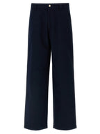 Blue Cotton Casual Pants