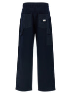 Blue Cotton Casual Pants