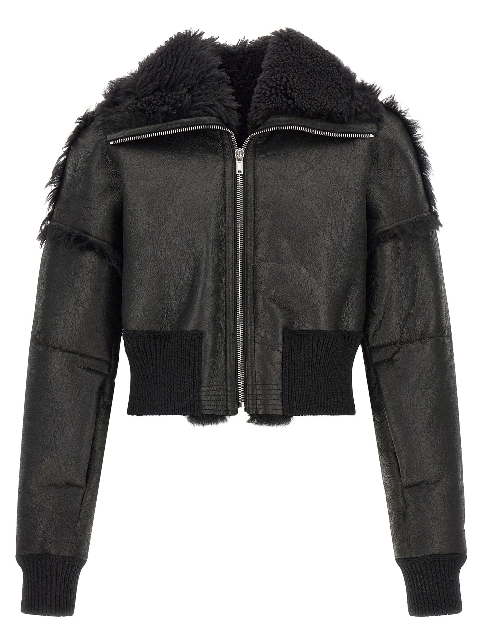 Black Lamb Fur Leather Jacket