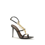 Black Calf Leather Bos Taurus Stiletto Heel Sandals
