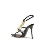 Black Calf Leather Bos Taurus Stiletto Heel Sandals