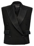 Black Silk Sleeveless Jacket