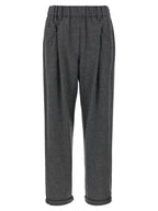 Gray Virgin Wool Casual Pants