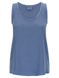 Blue Silk Sleeveles T-Shirt