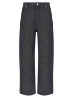 Gray Linen Straight-Leg Jeans